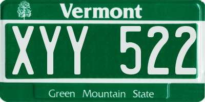 VT license plate XYY522