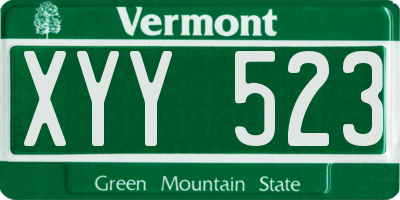 VT license plate XYY523