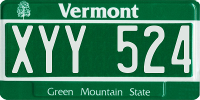 VT license plate XYY524