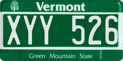 VT license plate XYY526