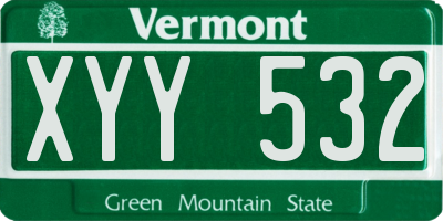 VT license plate XYY532