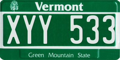 VT license plate XYY533