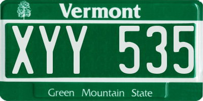 VT license plate XYY535