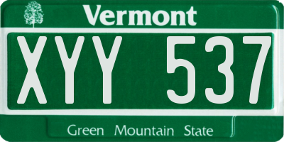 VT license plate XYY537