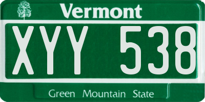 VT license plate XYY538