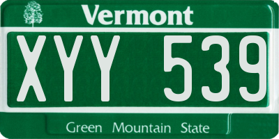 VT license plate XYY539