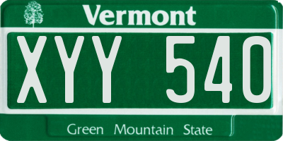 VT license plate XYY540