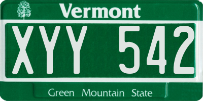 VT license plate XYY542