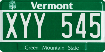 VT license plate XYY545