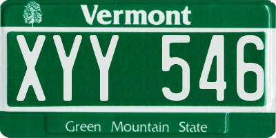 VT license plate XYY546