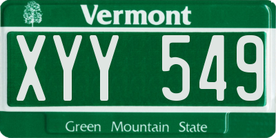 VT license plate XYY549