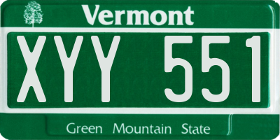 VT license plate XYY551