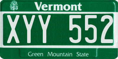 VT license plate XYY552