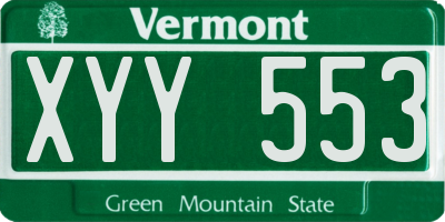 VT license plate XYY553