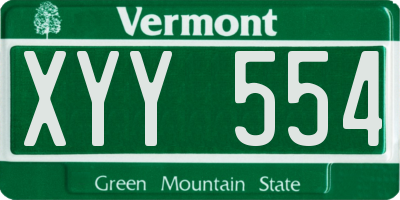 VT license plate XYY554