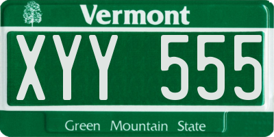 VT license plate XYY555
