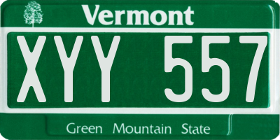 VT license plate XYY557