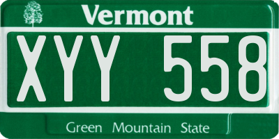 VT license plate XYY558