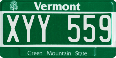 VT license plate XYY559