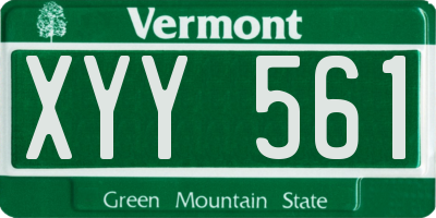 VT license plate XYY561