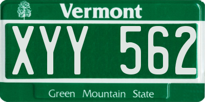 VT license plate XYY562