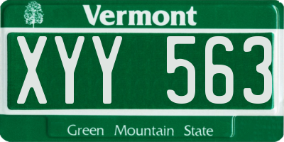 VT license plate XYY563