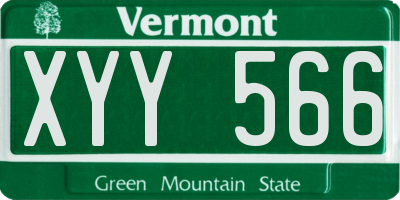 VT license plate XYY566