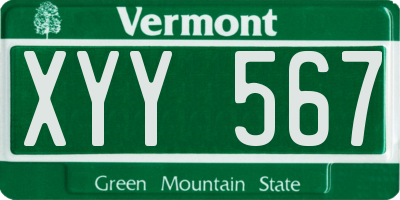 VT license plate XYY567