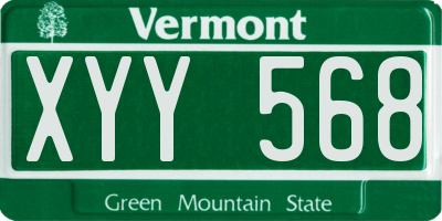 VT license plate XYY568