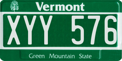 VT license plate XYY576