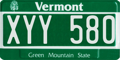 VT license plate XYY580