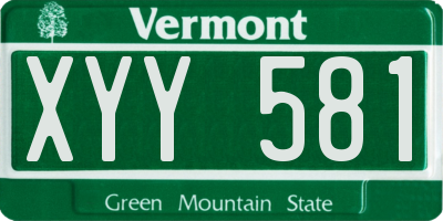 VT license plate XYY581