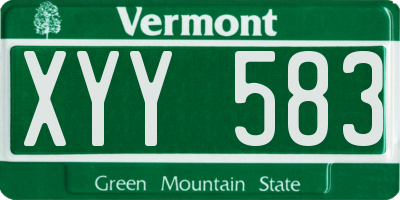 VT license plate XYY583