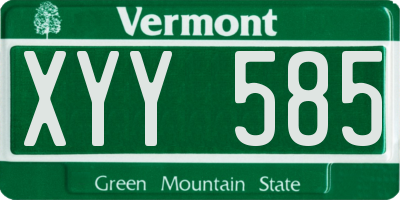 VT license plate XYY585