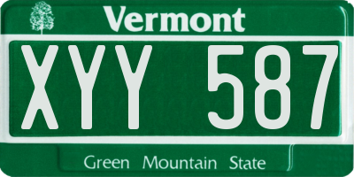 VT license plate XYY587