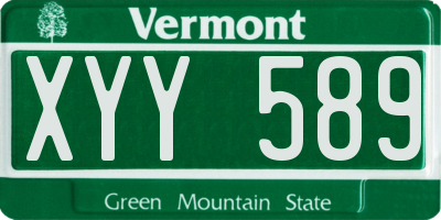 VT license plate XYY589