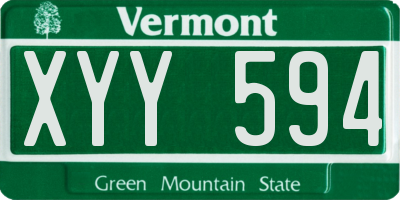VT license plate XYY594