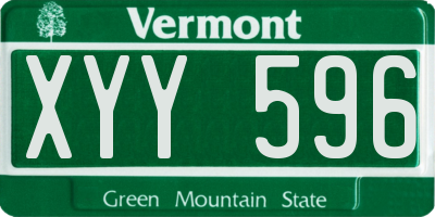 VT license plate XYY596