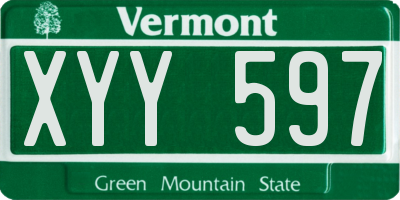 VT license plate XYY597