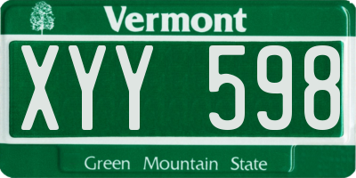 VT license plate XYY598