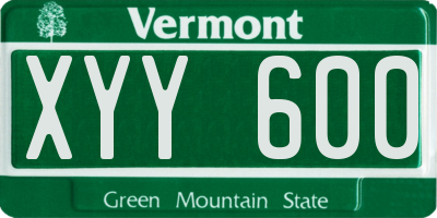 VT license plate XYY600