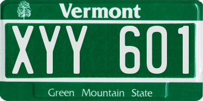 VT license plate XYY601