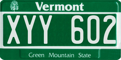 VT license plate XYY602
