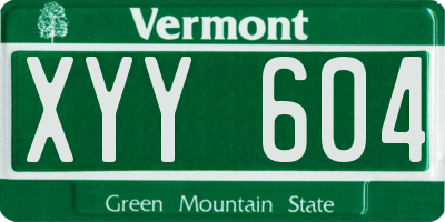 VT license plate XYY604