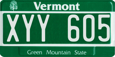 VT license plate XYY605