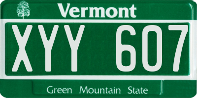 VT license plate XYY607