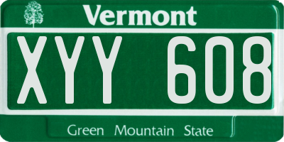 VT license plate XYY608