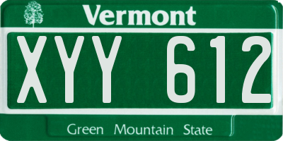 VT license plate XYY612