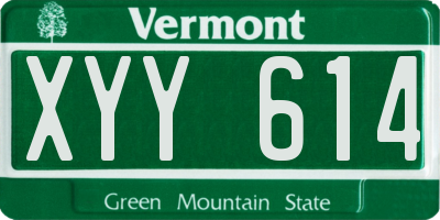 VT license plate XYY614