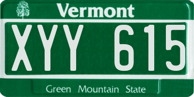 VT license plate XYY615